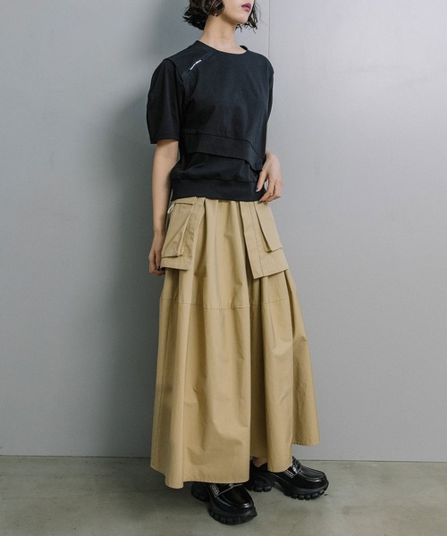 tシャツ レイヤードトップス レディースの画像