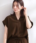 ブラウス シャツ 半袖 「ストレッチ/防シワ/...の詳細画像3