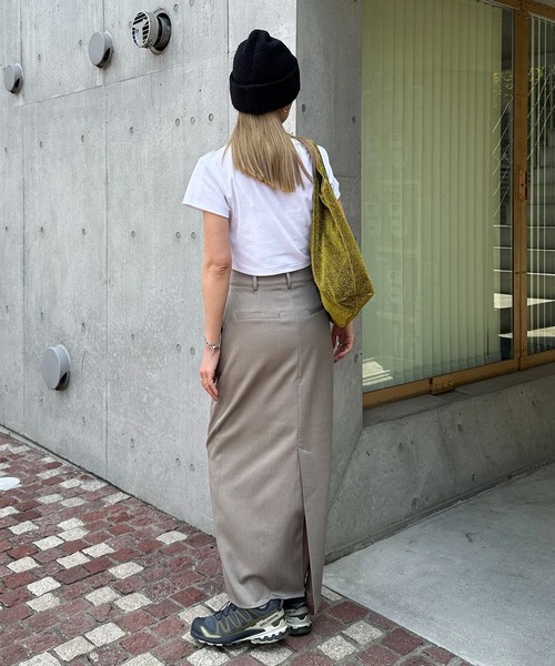 「feepur」 ロングスカート MEDIUM チャコールグレー レディース_画像8