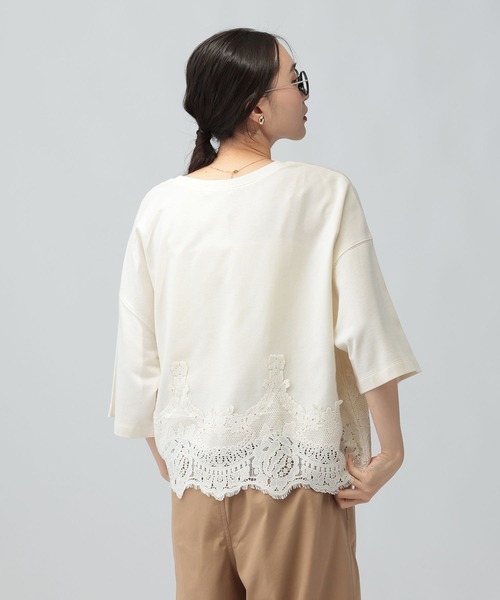 LEPSIM（レプシィム） tシャツ 半袖 レースドッキングミニ裏毛6分袖