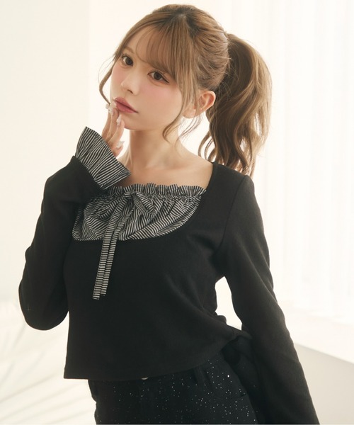 TITTY&CO. ストライプシャツドッキングニット TITTY＆CO.（ティティーアンドコー） ニット セーター ストライプ