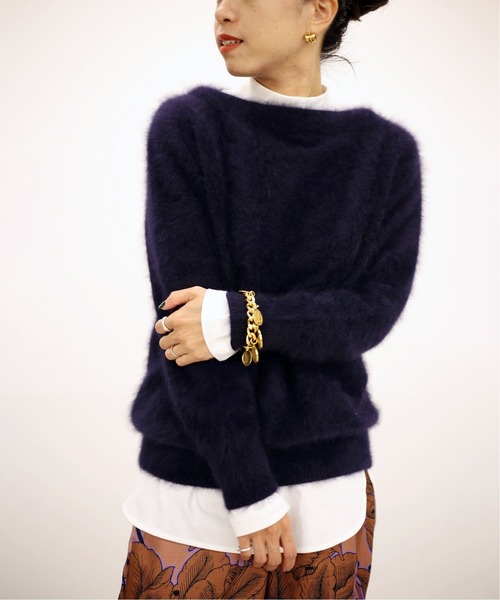 【美品】ヴェルメイユパーイエナ ファーニットボートネックプルオーバー 近年モデル VERMEIL par iena（ヴェルメイユパーイエナ） ニット ファーニット