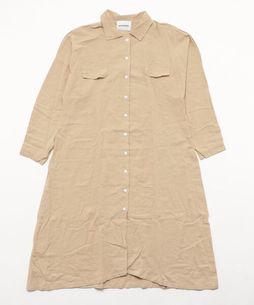 おまけ付 ワンピース ナチュラルなシワ感が涼し気 Maison Breeze パッカリングロングシャツワンピース Shipsctc Org
