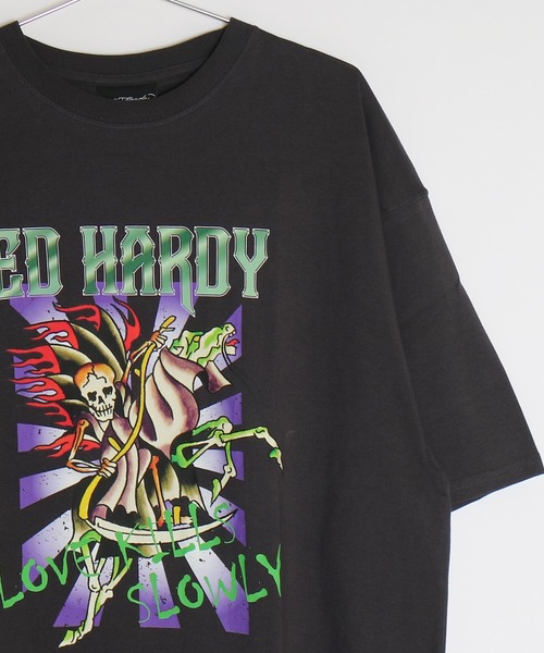 EDO HARDY エドハーディー USA製 レディース レースアップTシャツ Ed Hardy - USA製 タグ付き エドハーディー Tシャツ 半袖