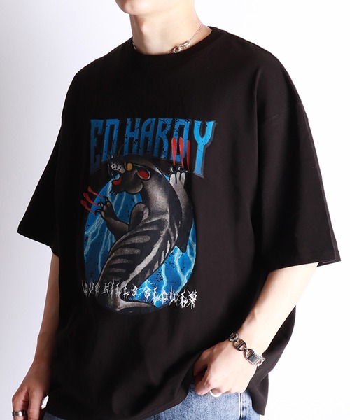 Ed Hardy tシャツ オーバーサイズ グラフィック 半袖Tシャツ