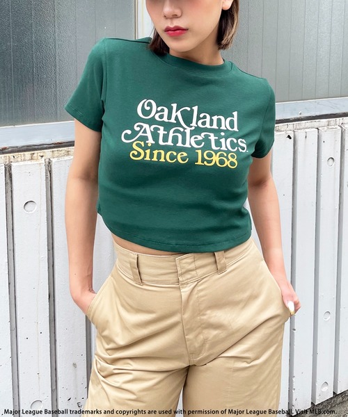 tシャツ 「MLB」クロップドTシャツ レディース