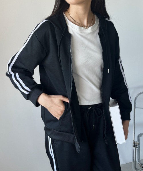 2点セットDouble Standard Clothing スウェット＆パーカー CLEA パーカー 「2点SET」ダブルラインスウェットセットアップ