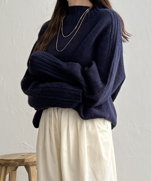 ikka（イッカ） ニット セーター ハイネックバックスリットプル