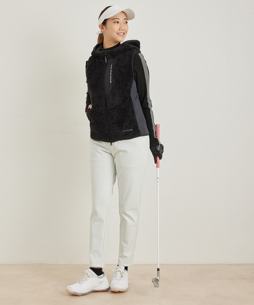 アウター 【保温】マイクロボアフーディ中綿ベスト ポリエステル 保温