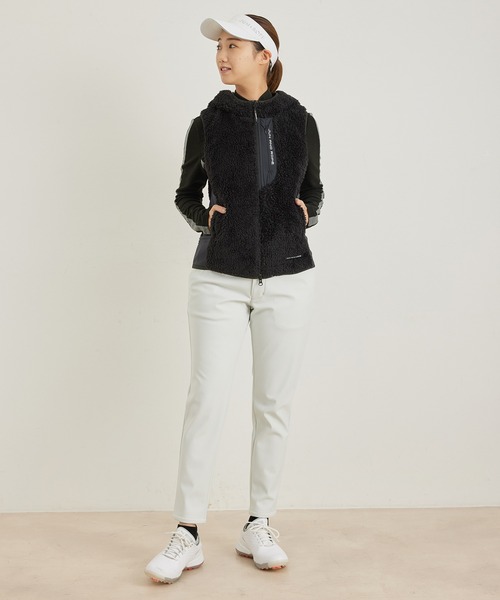 アウター 【保温】マイクロボアフーディ中綿ベスト ポリエステル 保温