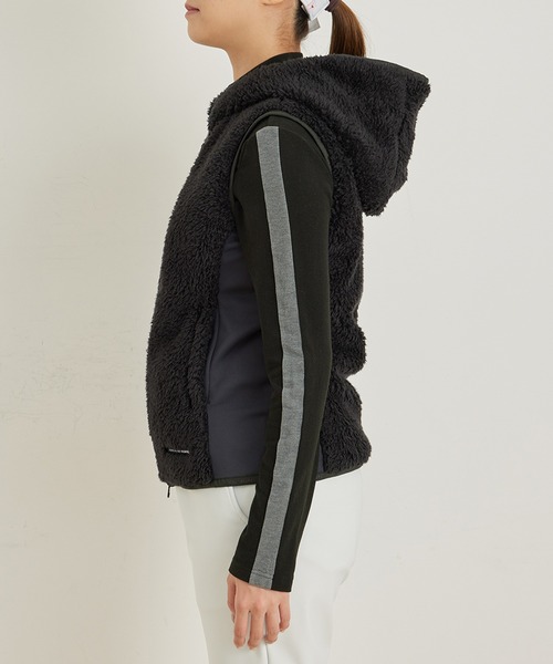 アウター 【保温】マイクロボアフーディ中綿ベスト ポリエステル 保温