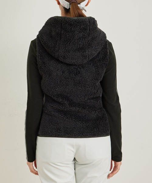 アウター 【保温】マイクロボアフーディ中綿ベスト ポリエステル 保温