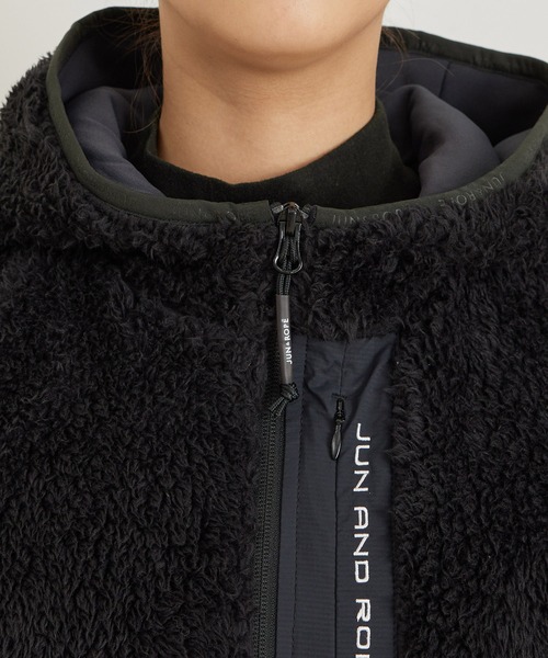 アウター 【保温】マイクロボアフーディ中綿ベスト ポリエステル 保温