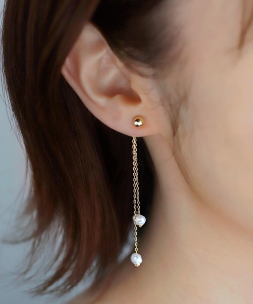 ANEMONE ピアス バロックパール風ロングバックキャッチピアス