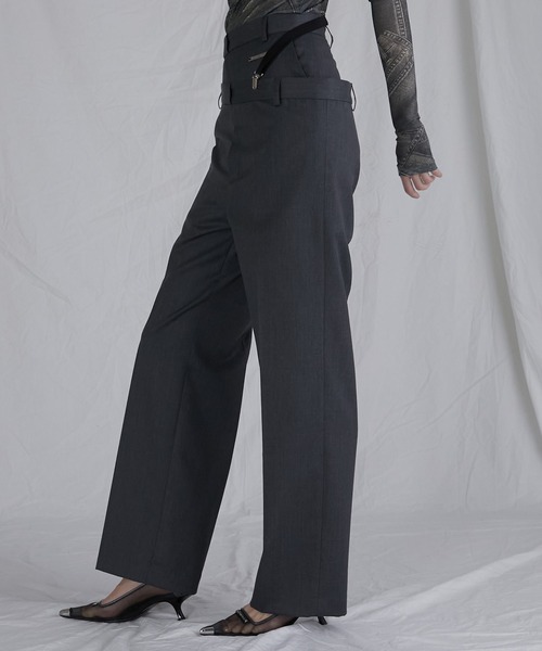 パンツ prankproject Lace-Up Tailored Pants PRANK PROJECT パンツ レースブロッキングサテンパンツ / Lace
