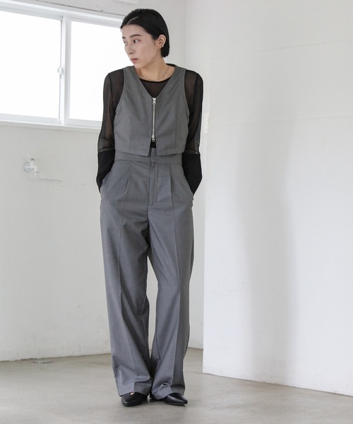 新品 23AW URU レーヨン ワイド ダブルジップ ショート 中綿 ベスト MIcro Rip Woven Vest | Saturdays NYC Japan