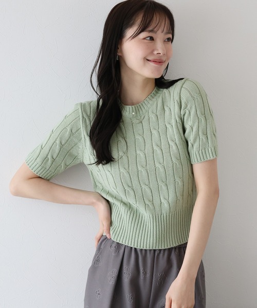 BLUEEAST（ブルーイースト） ニット セーター 半袖ケーブルニット