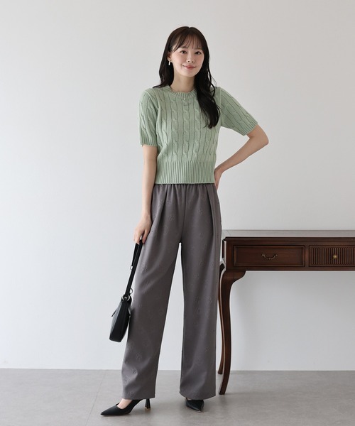 大人気★  半袖ケーブルニットセーター レディース BLUEEAST ニット セーター 半袖ケーブルニット レディース