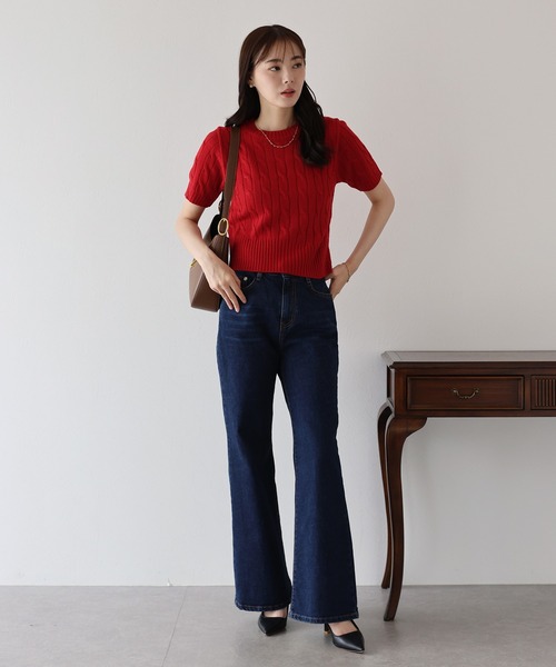 BLUEEAST（ブルーイースト） ニット セーター 半袖ケーブルニット