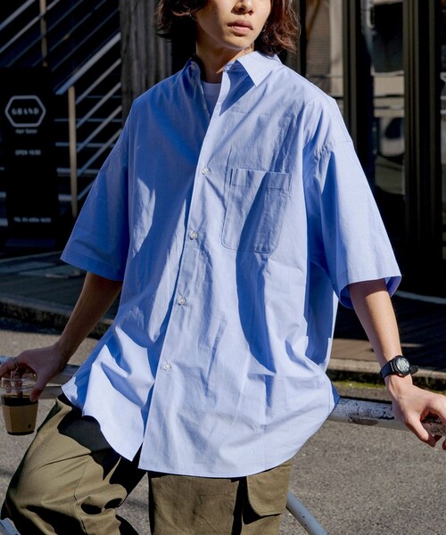Relaxed Fit L/S Shirt -blue-