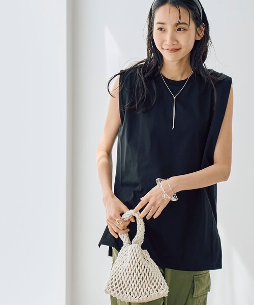 coen（コーエン） tシャツ 「WELLTECT」タックノースリーブカットソー