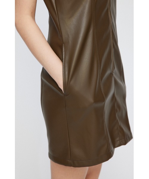 LAGUA GEM（ラグアジェム） ワンピース FAUX LEATHER ZIP ミニ