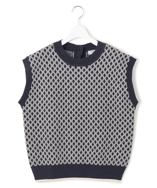 ベスト ジレ 「WOMEN」ANTI PILLING WOOL ジャガードニットベスト レディース