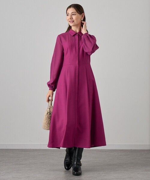 ANAYI（アナイ） シャツワンピース シアーコンビフレア ワンピース