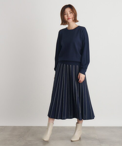 grove（グローブ） スカート SET UP対応 透かし編み柄ニットスカート