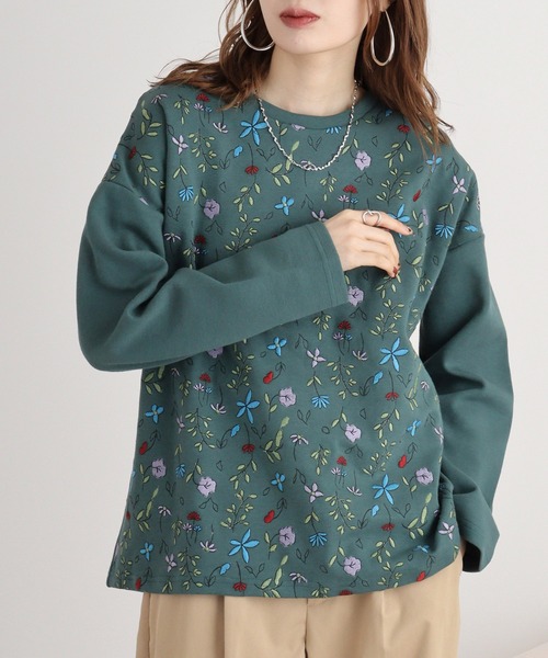 トレーナー スウェット EMAGO お花いっぱい刺繍プルオーバー レディース