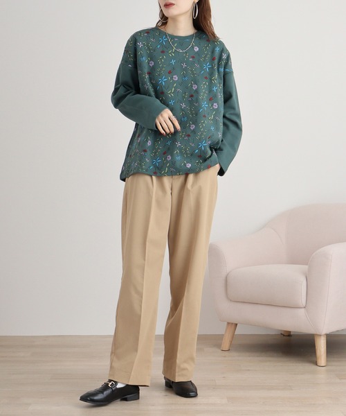 トレーナー スウェット EMAGO お花いっぱい刺繍プルオーバー レディース Emago トレーナー スウェット EMAGO お花いっぱい刺繍プル
