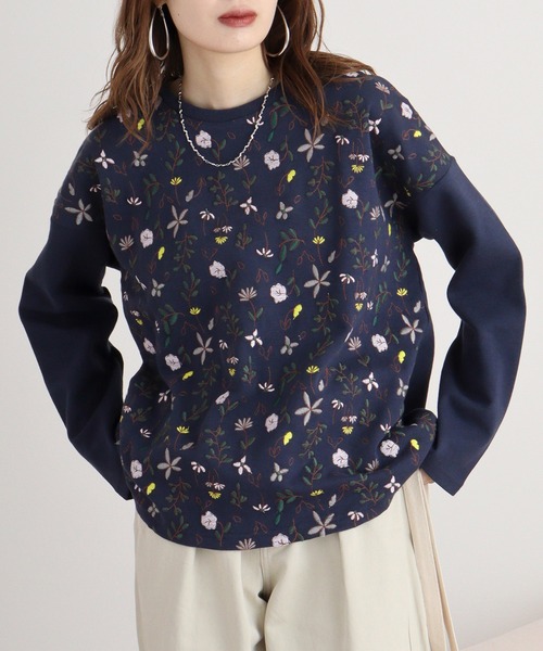 トレーナー スウェット EMAGO お花いっぱい刺繍プルオーバー レディース Emago トレーナー スウェット EMAGO お花いっぱい刺繍プル