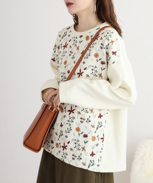 トレーナー スウェット EMAGO お花いっぱい刺繍プルオーバー レディース Emago トレーナー スウェット EMAGO お花いっぱい刺繍プル
