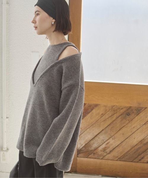 ANGIE ニット セーター フェイクレイヤードVネックニット レディース