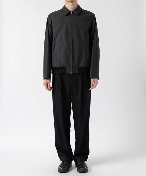 革ジャン ライダース 「ATON / エイトン」 MERINO COLLEGE FLANNEL FLIGHT JACKET メンズの画像
