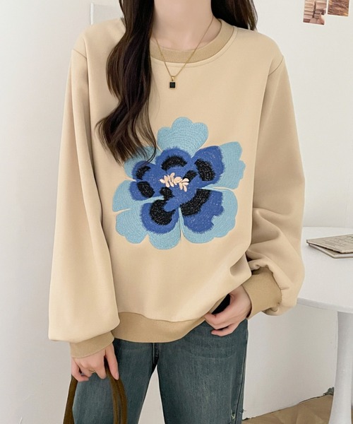 ハグオーワー H刺繍裏起毛トレーナー　完売 ハグオーワー H刺繍裏起毛トレーナー完売