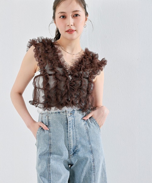 en CAnAF ワイドパンツ ジーンズ デニム デニムパンツ 「Iラインで美