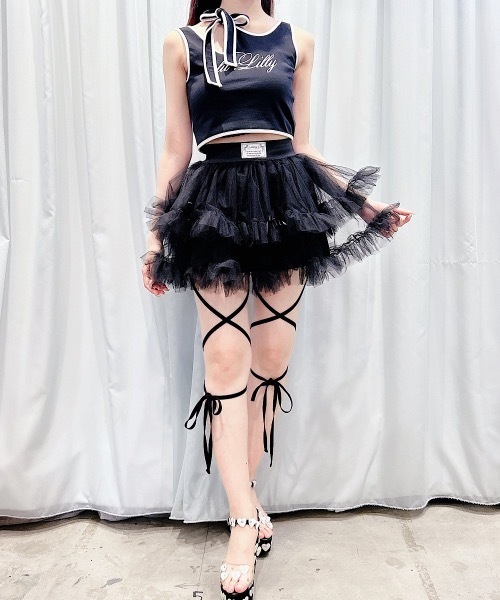 lilLilly スカート チュールリボンショートパンツ レディース 