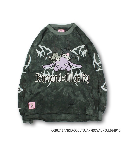 GALFY×クロミコラボ ロンT グレー 中型犬 GALFY tシャツ GALFY×クロミコラボ イルガルフィームラ染めロンT