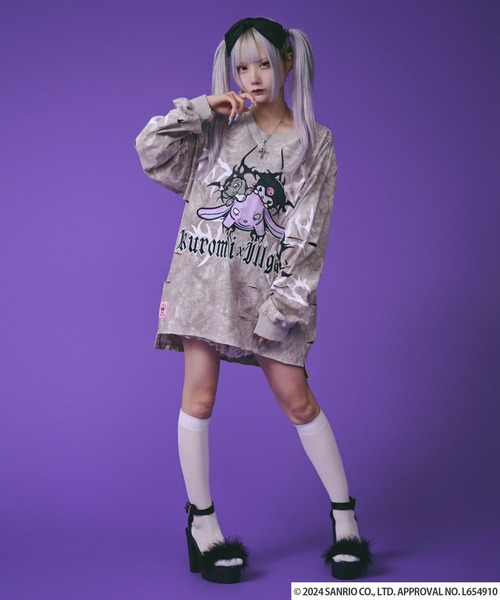 GALFY×クロミコラボ ロンT グレー 中型犬 GALFY(ガルフィー)xクロミ “クロミちゃんとGALFYの半袖TEE