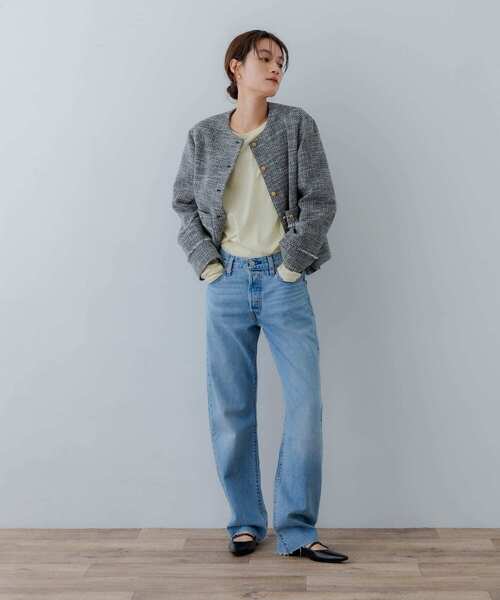 URBAN RESEARCH ジャケット ノーカラージャケット ツイードノー