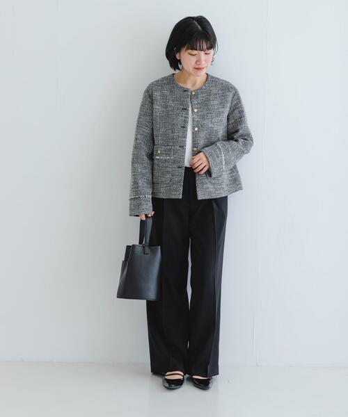 URBAN RESEARCH ジャケット ノーカラージャケット ツイードノー