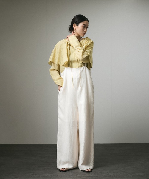 SALON adam et rope' ブラウス シャツ フロントリボンフリル