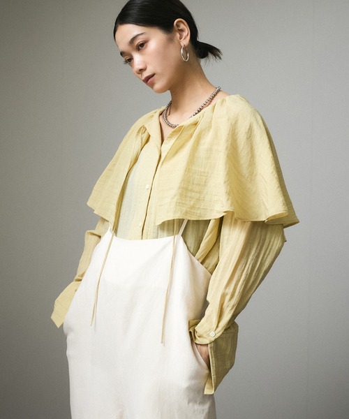 SALON adam et rope' ブラウス シャツ フロントリボンフリル