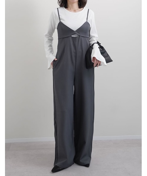 cygne リボンショルダーオールインワン Stelle GRAY 0サイズ リボンショルダーオールインワン Stelle｜Cygne(シーニュ) 公式サイト
