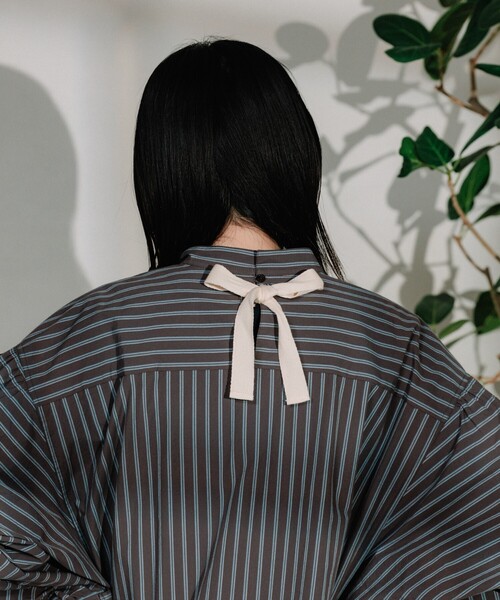 ファッション通販 FREAK'S STORE ブラウス シャツ バックテープリボンストライプ トップス