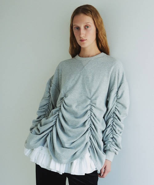 tシャツ Soft Sweat Voluminous Gathered Top レディース