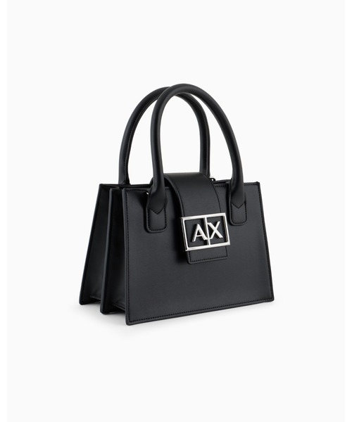 Armani Exchange ハンドバッグ 黒 ブラック BOXロゴバックル ミニハンドバッグ | Armani Exchange