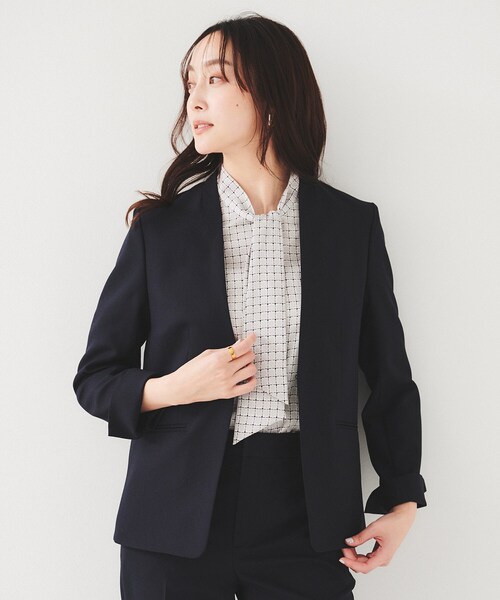 ✩Yuzu専用✩ プラステ スーツ セットアップ ノーカラージャケット リネン混 PLST(プラステ)公式 | トリアセブレンドテーラードジャケット