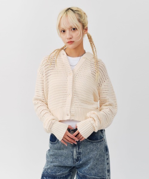 ニット セーター atmos pink Hoodie Knit Cardigan / アトモス ピンク フーディ ニット カーディガン レディース